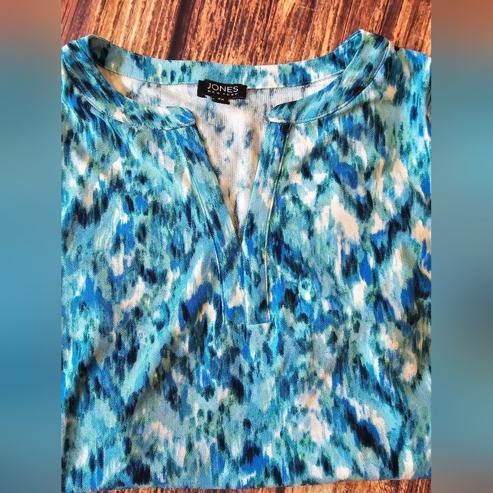 Jones New York Woman Size 2X Blue Turquoise Color Sleeveless Top Layer Shell - Picture 4 of 7